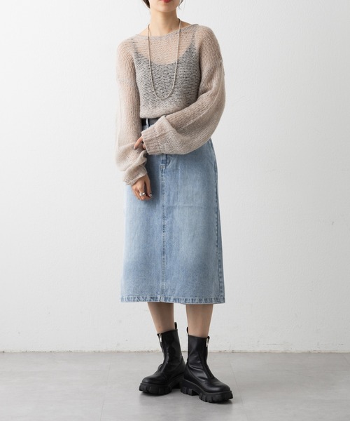 COLONY 2139（コロニートゥーワンスリーナイン）の「バックスリットミディ丈デニムスカート（デニムスカート・レディース・ブラック/サックスブルー/ブルー/ダークブルー/ライトグレー/ネイビー・SMALL/MEDIUM）」の12枚目の写真