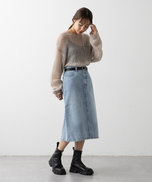 COLONY 2139（コロニートゥーワンスリーナイン）の「バックスリットミディ丈デニムスカート（デニムスカート・レディース・ブラック/サックスブルー/ブルー/ダークブルー/ライトグレー/ネイビー・SMALL/MEDIUM）」の13枚目の写真