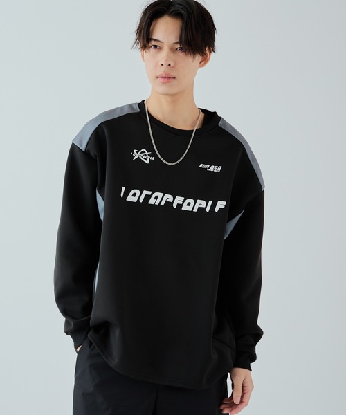 ストリート系スウェットシャツ 黒 セール】△racing sweat shirt / レーシング スウェットシャツ