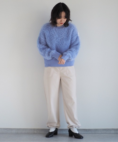 cepo（セポ）の「ふわふわフェザーヤーンクルーネックニット（ニット/セーター・レディース・グレー/ブルー/オフホワイト/キャメル/イエロー・M）」の17枚目の写真