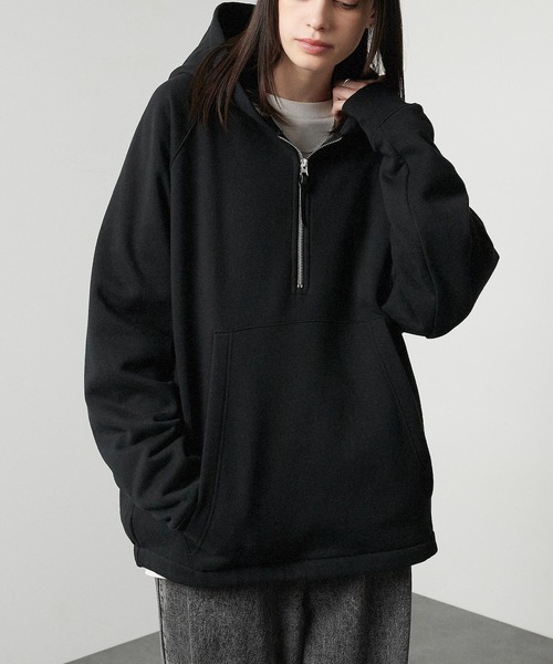 Alfred Alex】ラバーロゴ ビッグハーフジップフーディースウェット