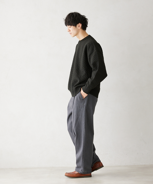 JOURNAL STANDARD relume(ジャーナルスタンダード レリューム)の「【ニット+カットソーの2点SET】リサイクルポリエステルニット”ヘリンボン”(ニット/セーター・メンズ・ネイビー/ブラック系その他/キャメル/ベージュ系その他/グレー・SMALL/MEDIUM/LARGE)」の13枚目の写真