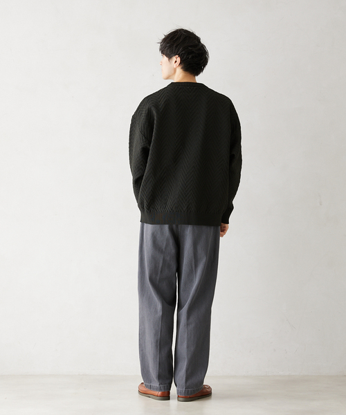 JOURNAL STANDARD relume(ジャーナルスタンダード レリューム)の「【ニット+カットソーの2点SET】リサイクルポリエステルニット”ヘリンボン”(ニット/セーター・メンズ・ネイビー/ブラック系その他/キャメル/ベージュ系その他/グレー・SMALL/MEDIUM/LARGE)」の14枚目の写真