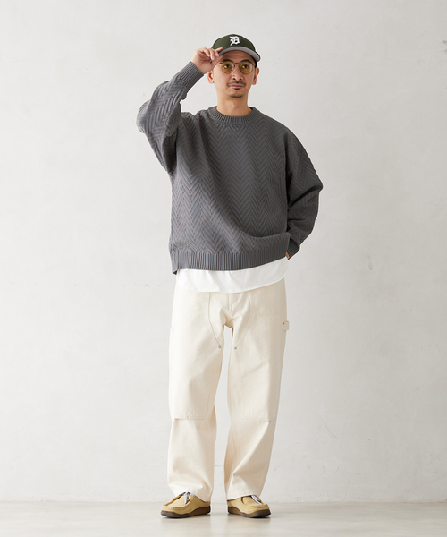 JOURNAL STANDARD relume(ジャーナルスタンダード レリューム)の「【ニット+カットソーの2点SET】リサイクルポリエステルニット”ヘリンボン”(ニット/セーター・メンズ・ネイビー/ブラック系その他/キャメル/ベージュ系その他/グレー・SMALL/MEDIUM/LARGE)」の21枚目の写真