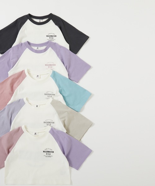 セール】クロップド丈 7分袖ラグランTシャツ（Tシャツ