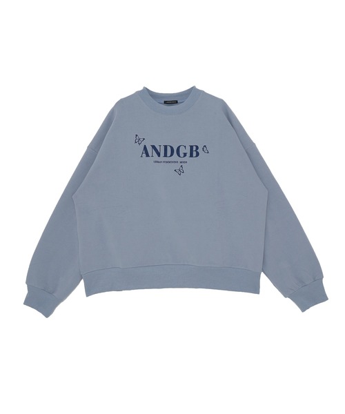 ANDGEEBEE（アンジービー）の「UNISEX バタフライロゴ裏起毛スウェット（スウェット・レディース・ブルー/チャコールグレー・FREE）」の8枚目の写真