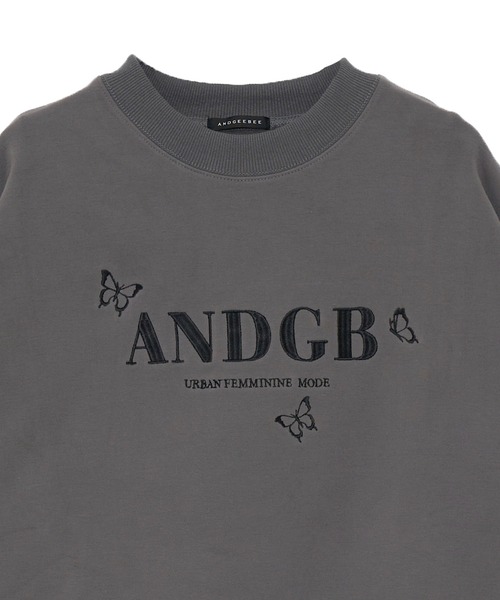 ANDGEEBEE（アンジービー）の「UNISEX バタフライロゴ裏起毛スウェット（スウェット・レディース・ブルー/チャコールグレー・FREE）」の18枚目の写真