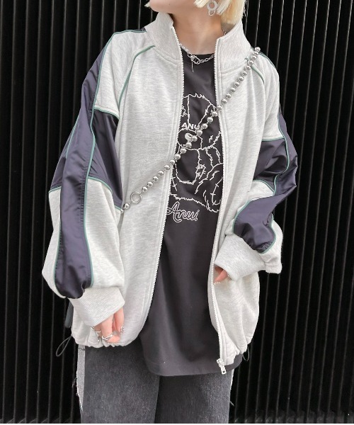 Anui（アニュイ）の「【UNISEX】コンビトラックスウェット（スウェット・レディース・オートミール/ブラック・S/M）」の2枚目の写真