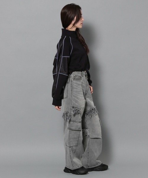 Anui（アニュイ）の「【UNISEX】コンビトラックスウェット（スウェット・レディース・オートミール/ブラック・S/M）」の8枚目の写真