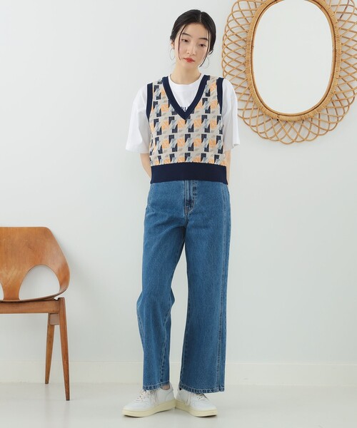 Ray BEAMS（レイビームス）の「Ray BEAMS / 柄編み Vネック ベスト（ベスト・レディース・オフホワイト/イエロー・ONE SIZE）」の13枚目の写真