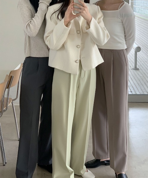 N.s(エヌドットエス)の「何本も欲しくなるタックセミワイドパンツ(スラックス・レディース・ベージュ/イエロー/モカ/チャコールグレー/ブルー/ブラック/ホワイト/グリーン/ピンク/ブラウン・L/M/S)」の18枚目の写真