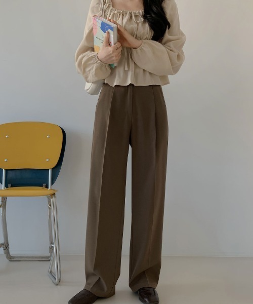 N.s(エヌドットエス)の「何本も欲しくなるタックセミワイドパンツ(スラックス・レディース・ベージュ/イエロー/モカ/チャコールグレー/ブルー/ブラック/ホワイト/グリーン/ピンク/ブラウン・L/M/S)」の20枚目の写真