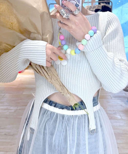 Alley by w closet（アリーバイダブルクローゼット）の「【Alley】ラメ混ガーター風ディティールニット（ニット/セーター・レディース・イエロー/オフホワイト/ブルー・FREE）」の15枚目の写真