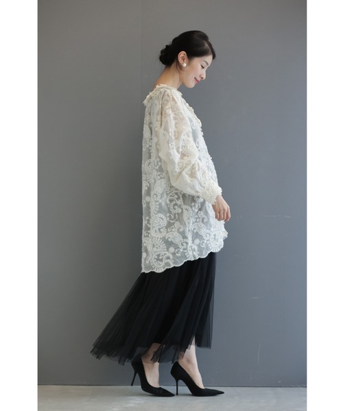 cawaii（カワイイ）の「花レースネックのふわふわ起毛シアーブラウストップス（シャツ/ブラウス・レディース・アイボリー・FREE）」の16枚目の写真