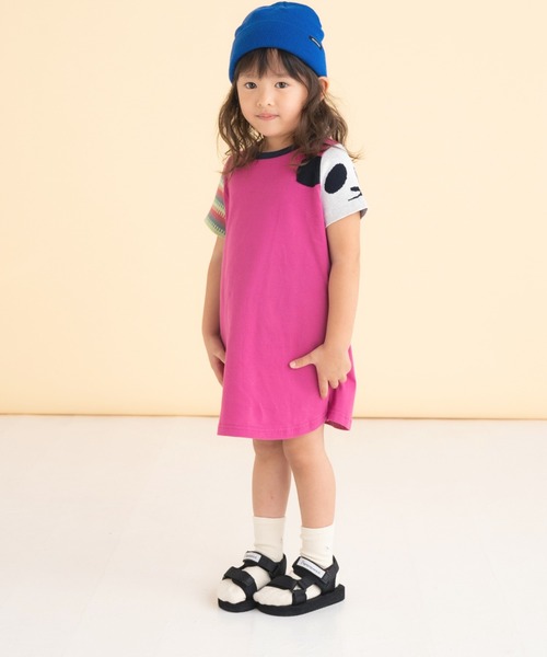 ami amie(アミアミ)の「パンダニット袖ワンピース(ワンピース・キッズ・チャコール/ピンク・130cm/120cm/110cm/100cm)」の5枚目の写真