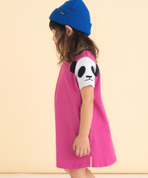 ami amie(アミアミ)の「パンダニット袖ワンピース(ワンピース・キッズ・チャコール/ピンク・130cm/120cm/110cm/100cm)」の7枚目の写真