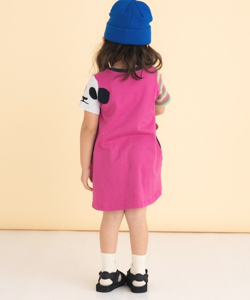 ami amie(アミアミ)の「パンダニット袖ワンピース(ワンピース・キッズ・チャコール/ピンク・130cm/120cm/110cm/100cm)」の6枚目の写真