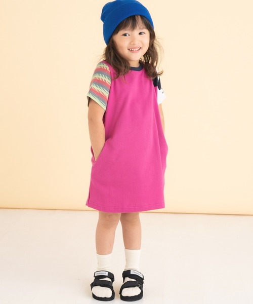ami amie(アミアミ)の「パンダニット袖ワンピース(ワンピース・キッズ・チャコール/ピンク・130cm/120cm/110cm/100cm)」の8枚目の写真