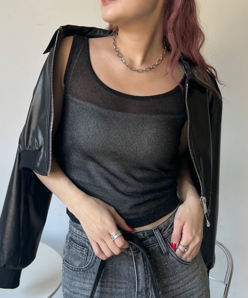 SHAGGIE(シャギー)の「フロントホールレイヤードラメタンクトップス(タンクトップ・レディース・ブラウン/シルバー/ブラック・FREE)」の18枚目の写真