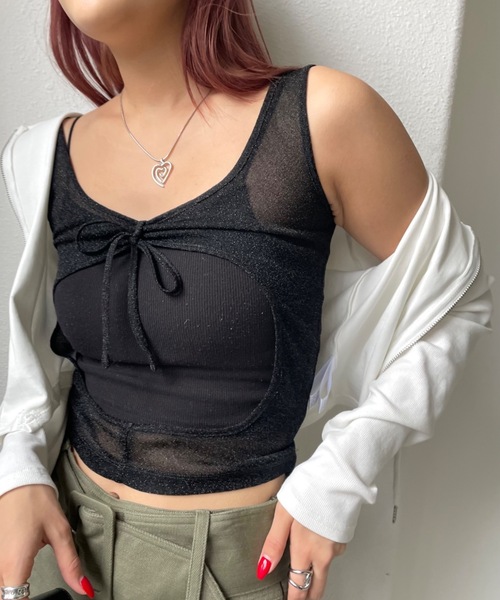 SHAGGIE(シャギー)の「フロントホールレイヤードラメタンクトップス(タンクトップ・レディース・ブラウン/シルバー/ブラック・FREE)」の19枚目の写真