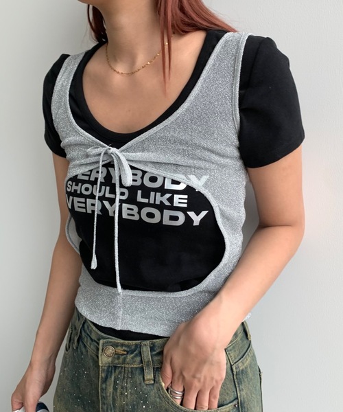 SHAGGIE(シャギー)の「フロントホールレイヤードラメタンクトップス(タンクトップ・レディース・ブラウン/シルバー/ブラック・FREE)」の16枚目の写真