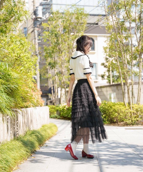 mimi toujours（ミミトゥジュール）の「チュール フリル スカート mimi