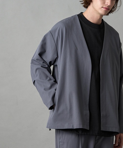 SLICK（スリック）の「【SLICK/スリック】Tech Twill Buttonless Cardigan / テックツイルボタンレスカーディガン / セットアップ対応 / テック素材（カーディガン/ボレロ・メンズ・グレイッシュベージュ/ブラック/グレー・1/2/3）」の14枚目の写真