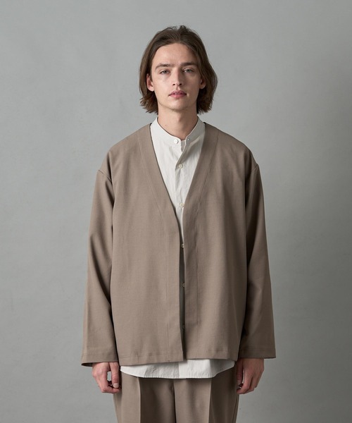 SLICK（スリック）の「【SLICK/スリック】Tech Twill Buttonless Cardigan / テックツイルボタンレスカーディガン / セットアップ対応 / テック素材（カーディガン/ボレロ・メンズ・グレイッシュベージュ/ブラック/グレー・1/2/3）」の18枚目の写真