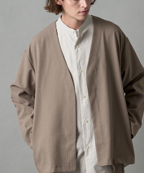 SLICK（スリック）の「【SLICK/スリック】Tech Twill Buttonless Cardigan / テックツイルボタンレスカーディガン / セットアップ対応 / テック素材（カーディガン/ボレロ・メンズ・グレイッシュベージュ/ブラック/グレー・1/2/3）」の21枚目の写真