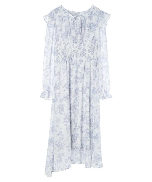 earth music&ecology（アースミュージックアンドエコロジー）の「隠れバンビ花柄ワンピース（ワンピース・レディース・アイボリー/ブルー・FREE）」の13枚目の写真