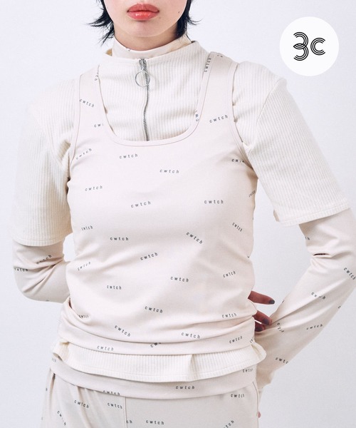 THE GOODLAND MARKET(ザグッドランドマーケット)の「cwtch all-over Tank top(タンクトップ・レディース・チャコールグレー/アイボリー/ライトグレー・ONE)」の1枚目の写真