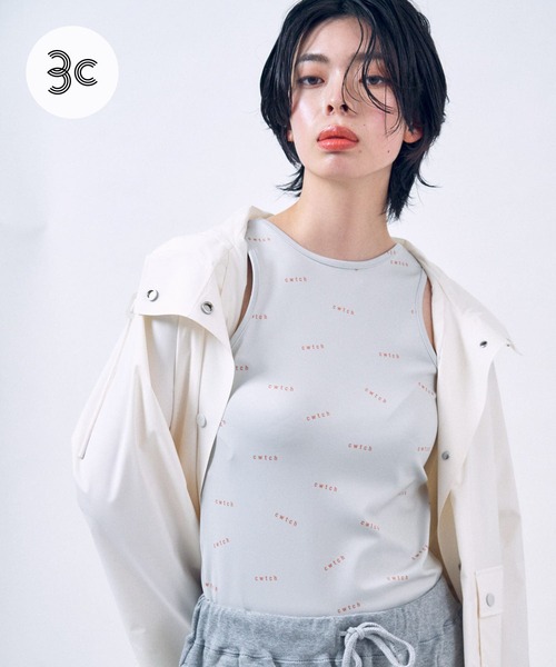 THE GOODLAND MARKET(ザグッドランドマーケット)の「cwtch all-over Tank top(タンクトップ・レディース・チャコールグレー/アイボリー/ライトグレー・ONE)」の3枚目の写真