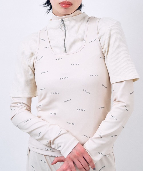 THE GOODLAND MARKET(ザグッドランドマーケット)の「cwtch all-over Tank top(タンクトップ・レディース・チャコールグレー/アイボリー/ライトグレー・ONE)」の9枚目の写真