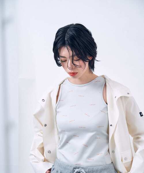 THE GOODLAND MARKET(ザグッドランドマーケット)の「cwtch all-over Tank top(タンクトップ・レディース・チャコールグレー/アイボリー/ライトグレー・ONE)」の13枚目の写真