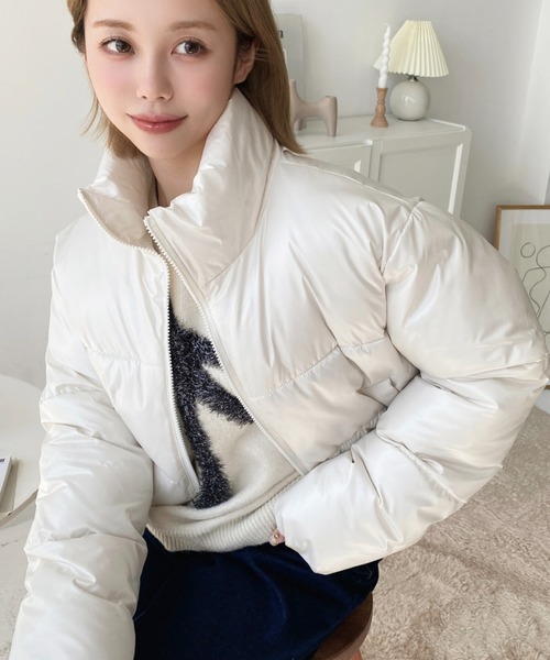 セール】ファイバーダウンメタリックショートダウンブルゾン