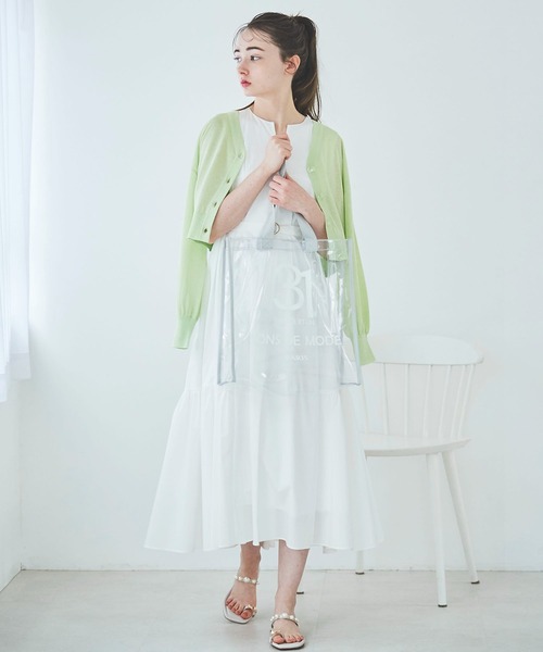 31 Sons de mode（トランテアン　ソン　ドゥ　モード）の「シアーラメカーディガン（カーディガン/ボレロ・レディース・ライトグレー/ライトグリーン/オフホワイト/サックスブルー・36）」の12枚目の写真