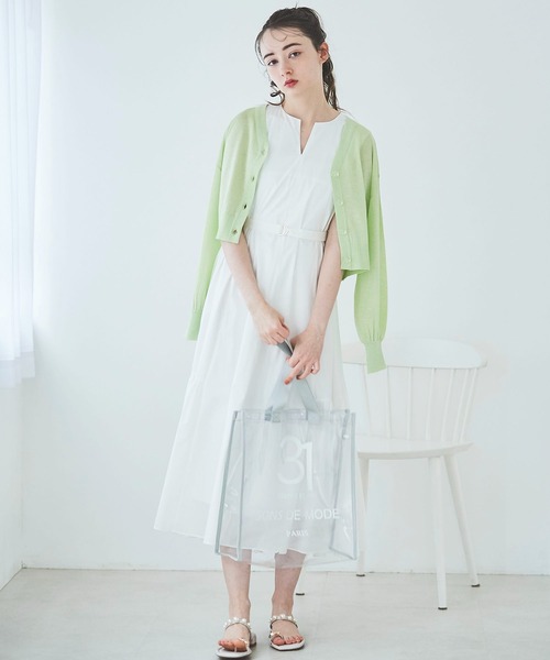 31 Sons de mode（トランテアン　ソン　ドゥ　モード）の「シアーラメカーディガン（カーディガン/ボレロ・レディース・ライトグレー/ライトグリーン/オフホワイト/サックスブルー・36）」の13枚目の写真