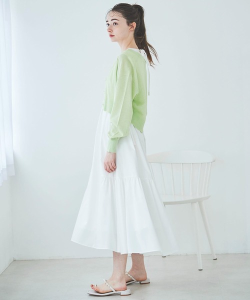 31 Sons de mode（トランテアン　ソン　ドゥ　モード）の「シアーラメカーディガン（カーディガン/ボレロ・レディース・ライトグレー/ライトグリーン/オフホワイト/サックスブルー・36）」の17枚目の写真