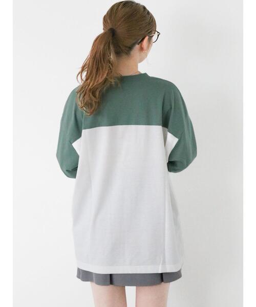 ehka sopo（エヘカソポ）の「配色ナンバリングビッグロンT（Tシャツ/カットソー・レディース・キナリ/オフホワイト/グレー・F）」の6枚目の写真