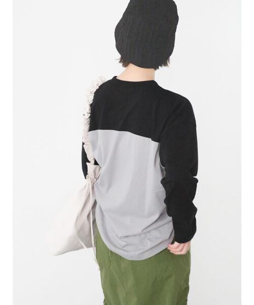 ehka sopo（エヘカソポ）の「配色ナンバリングビッグロンT（Tシャツ/カットソー・レディース・キナリ/オフホワイト/グレー・F）」の10枚目の写真