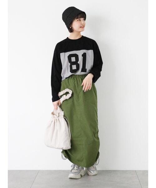 ehka sopo（エヘカソポ）の「配色ナンバリングビッグロンT（Tシャツ/カットソー・レディース・キナリ/オフホワイト/グレー・F）」の11枚目の写真