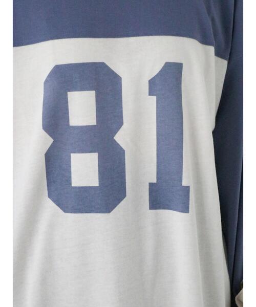 ehka sopo（エヘカソポ）の「配色ナンバリングビッグロンT（Tシャツ/カットソー・レディース・キナリ/オフホワイト/グレー・F）」の14枚目の写真