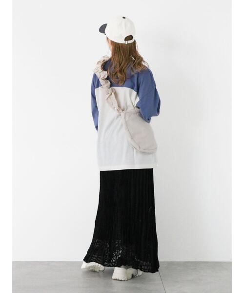 ehka sopo（エヘカソポ）の「配色ナンバリングビッグロンT（Tシャツ/カットソー・レディース・キナリ/オフホワイト/グレー・F）」の21枚目の写真