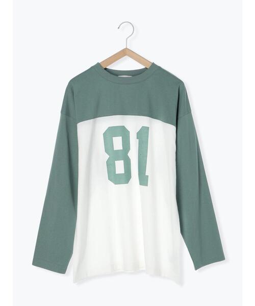 ehka sopo（エヘカソポ）の「配色ナンバリングビッグロンT（Tシャツ/カットソー・レディース・キナリ/オフホワイト/グレー・F）」の22枚目の写真