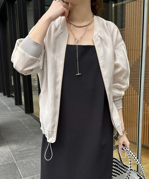 DouDou（ドゥドゥ）の「バックリボンジョーゼットタックキャミワンピース（ワンピース・レディース・ブルー/ブラック/ライトベージュ/パープル・FREE）」の5枚目の写真