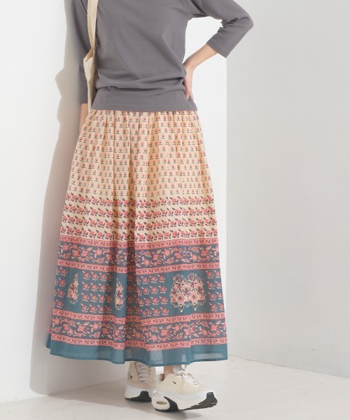 セール】コットンボイル総柄ギャザースカート（スカート