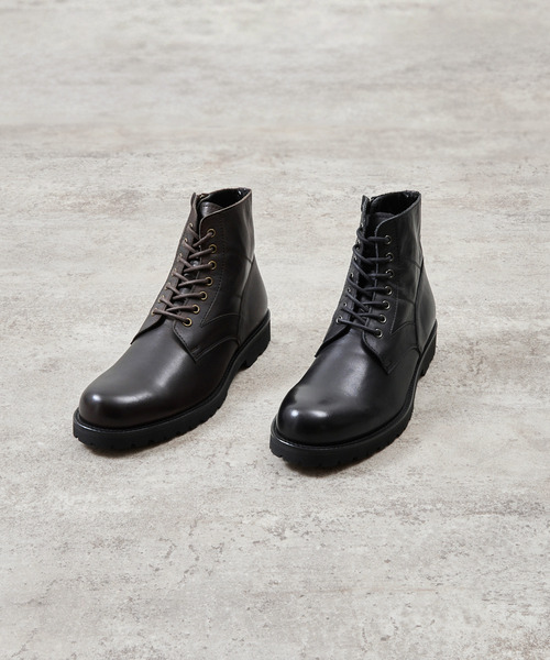 And A(アンドエー)の「PADRONE パドローネ / SIDE ZIP LACE UP BOOTS (WATER PROOF LEATHER) サイドジップレースアップブーツ ウォータープルーフ 防水 ビブラムソール / PU8759-1103(ブーツ・メンズ・ブラック/ダークブラウン・41/40/42)」の3枚目の写真