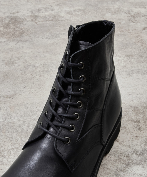 【良品】パドローネ レースアップブーツ サイドジップ 41 ブラック レザー PADRONE パドローネ / SIDE ZIP LACE UP BOOTS (WATER PROOF LEATHER