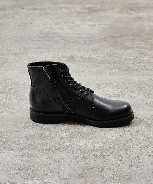 PADRONE パドローネ / SIDE ZIP LACE UP BOOTS (WATER PROOF LEATHER