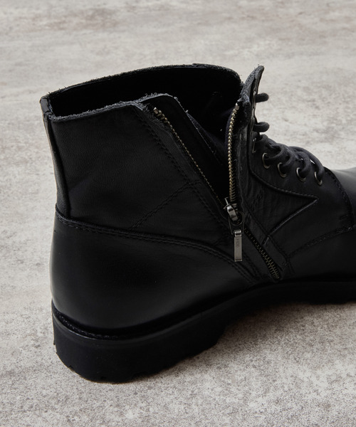 And A(アンドエー)の「PADRONE パドローネ / SIDE ZIP LACE UP BOOTS (WATER PROOF LEATHER) サイドジップレースアップブーツ ウォータープルーフ 防水 ビブラムソール / PU8759-1103(ブーツ・メンズ・ブラック/ダークブラウン・41/40/42)」の16枚目の写真